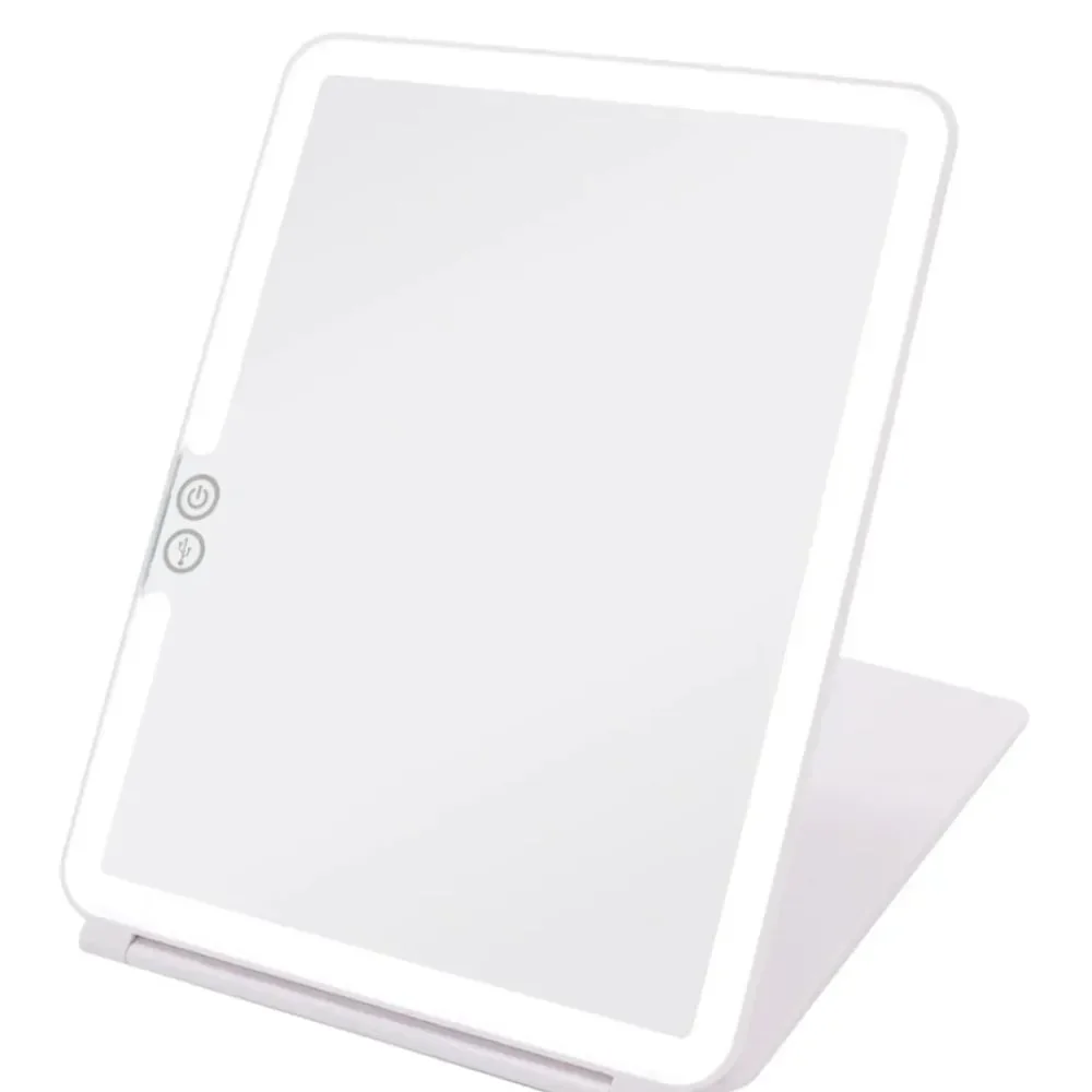 Impressions TouchPad 2.0 Rechargeable LED Makeup Mirror w/Flip Cover- White Marb